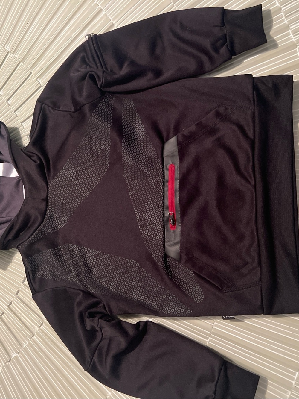 Men's Black Performance Pullover Jacket with Red Zip Accent